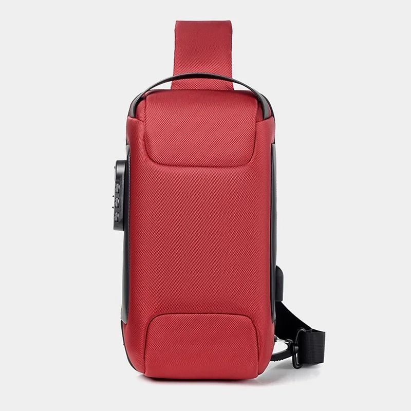 Mens USB Anti Theft Crossbody Bag Waterproof Oxford 10