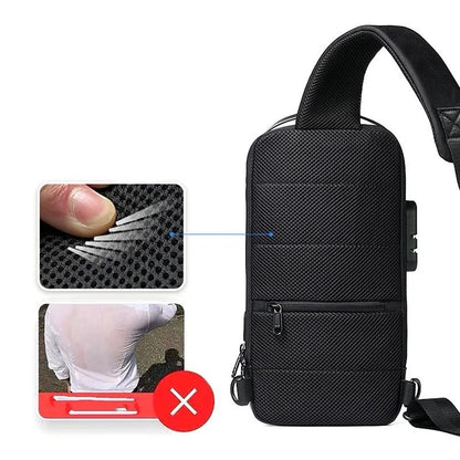 Mens USB Anti Theft Crossbody Bag Waterproof Oxford 1