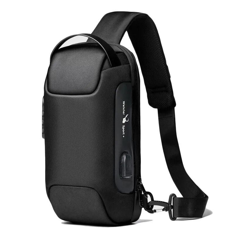 Mens USB Anti Theft Crossbody Bag Waterproof Oxford 6