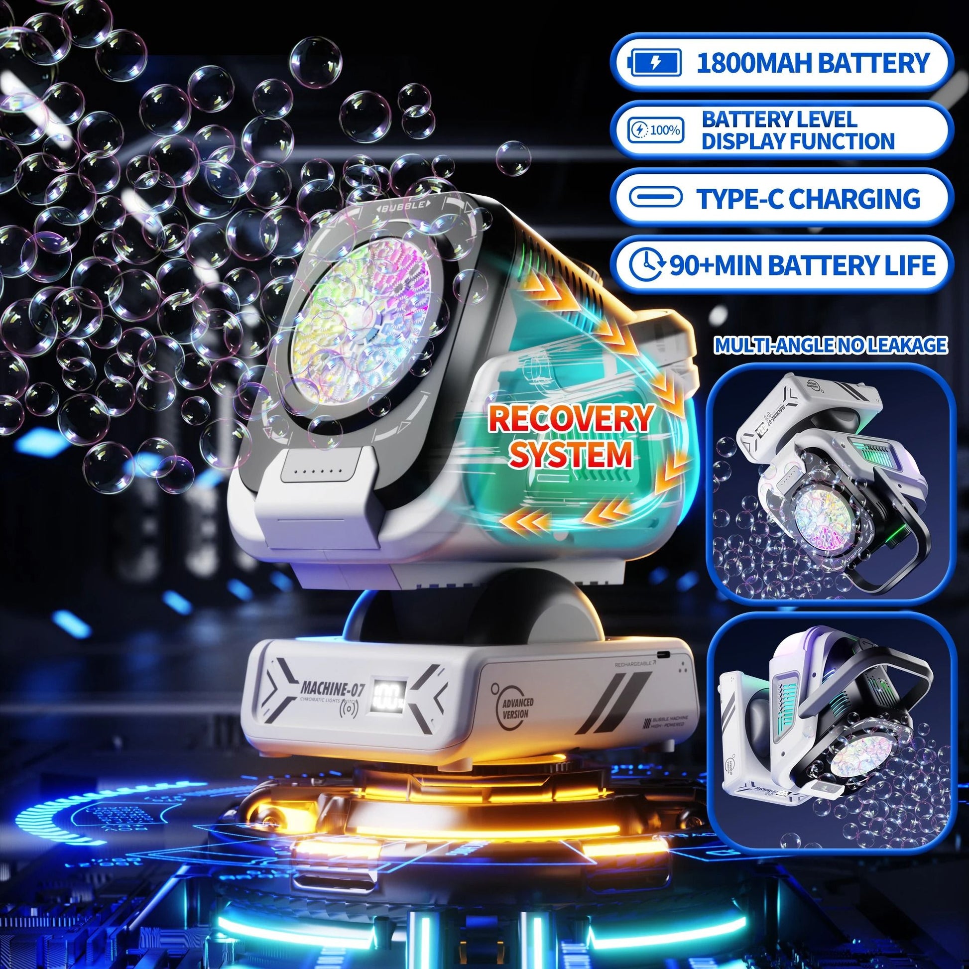 Upgraded Bubble Machine With Remote Control And RGB Lights 2