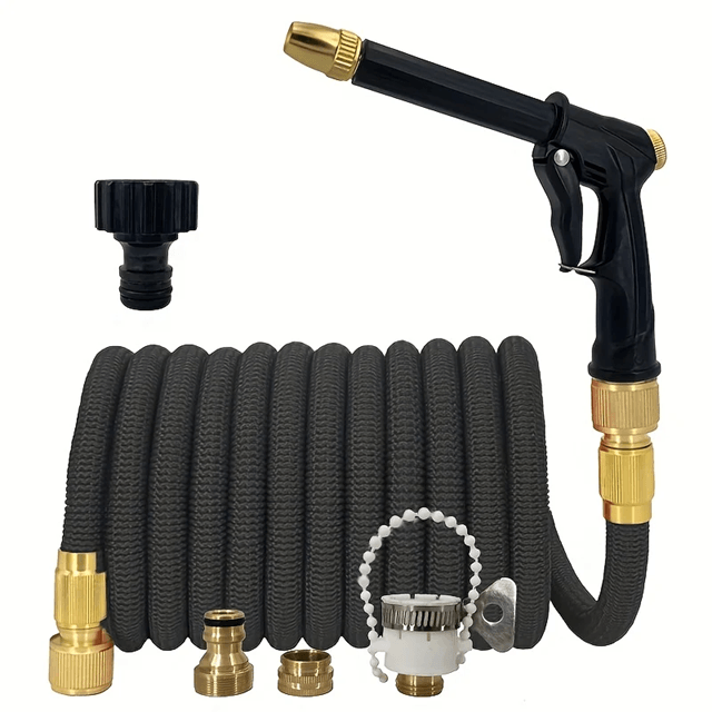 Expandable Magic Garden Hose with High Pressure Spray Gun for Car Wash and Outdoor Watering
