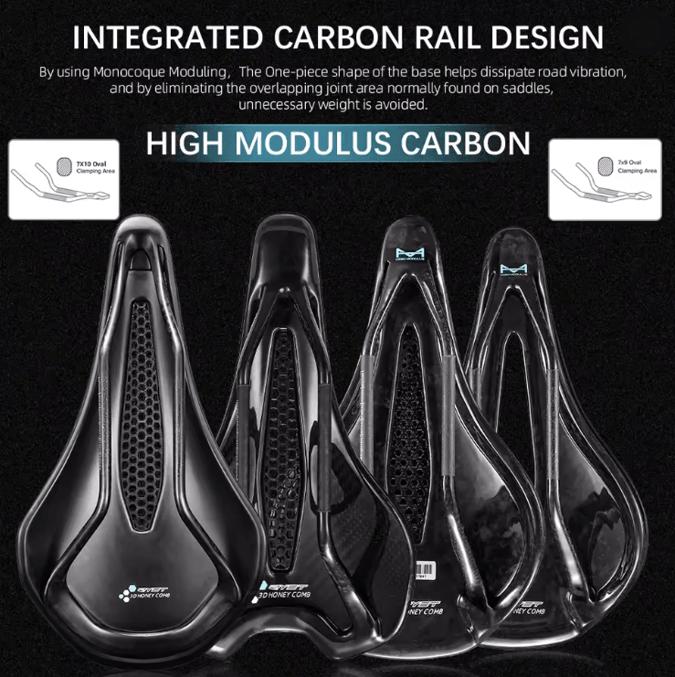 Ultra Full Carbon 3D Printed Bike Saddle Lightweight Cycling Seat 1