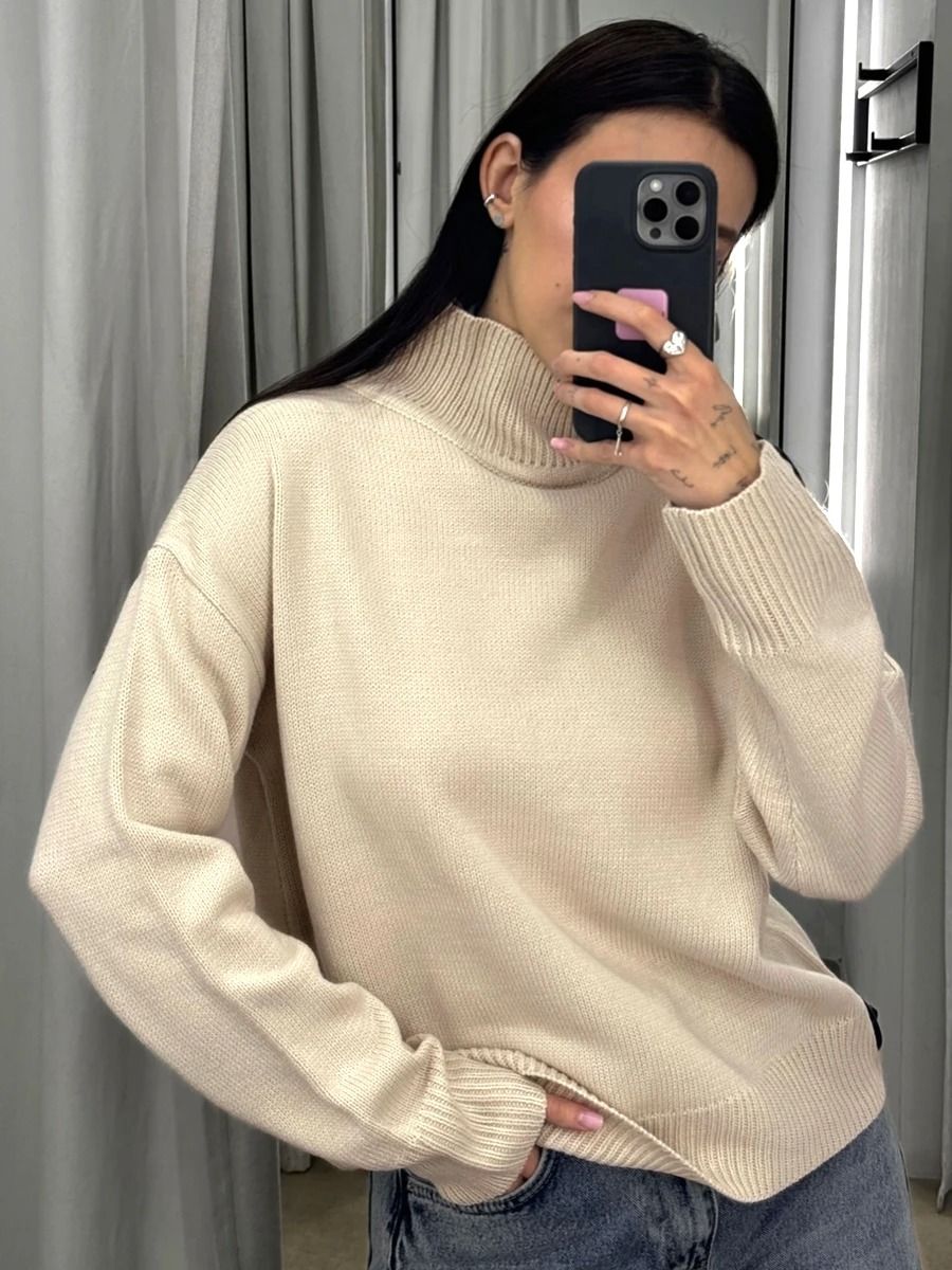 Womens Oversized Turtleneck Winter Sweater 9