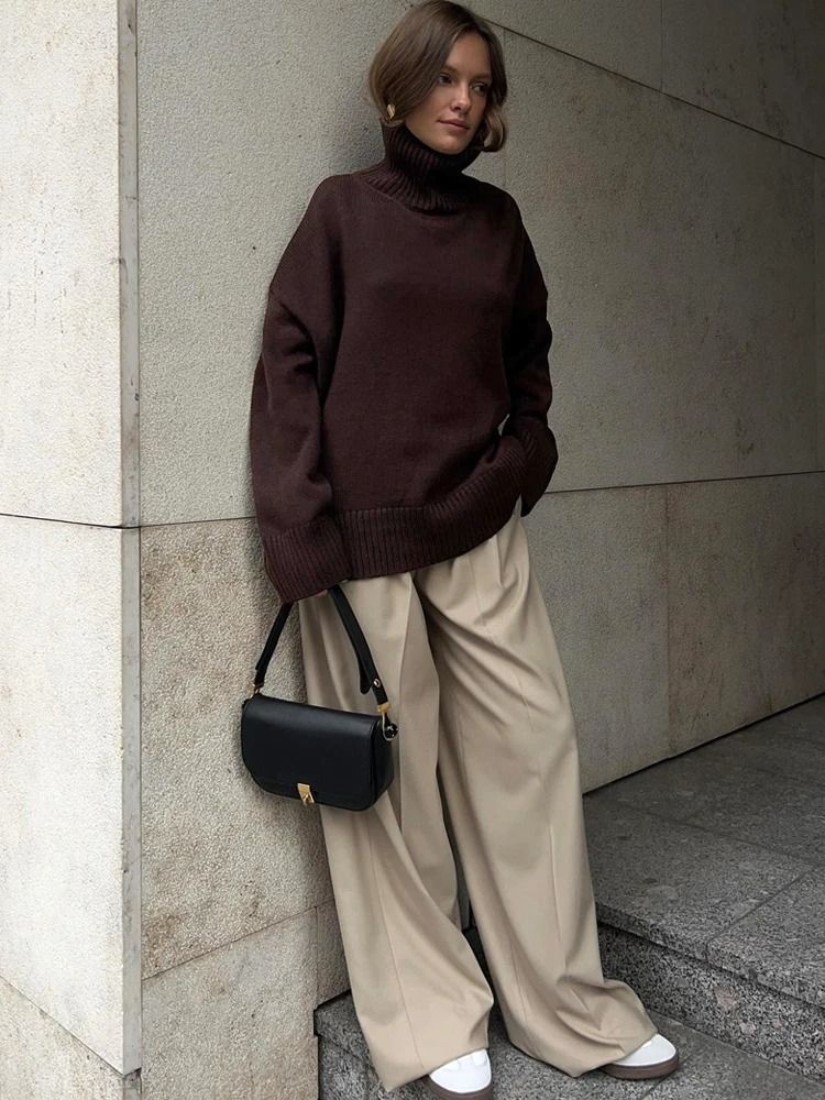 Womens Oversized Turtleneck Winter Sweater 8