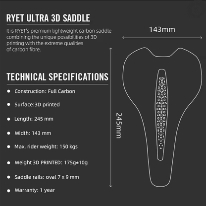 Carbon 3D Printed Bike Saddle Ultralight Cycling Seat For Road And MTB 2