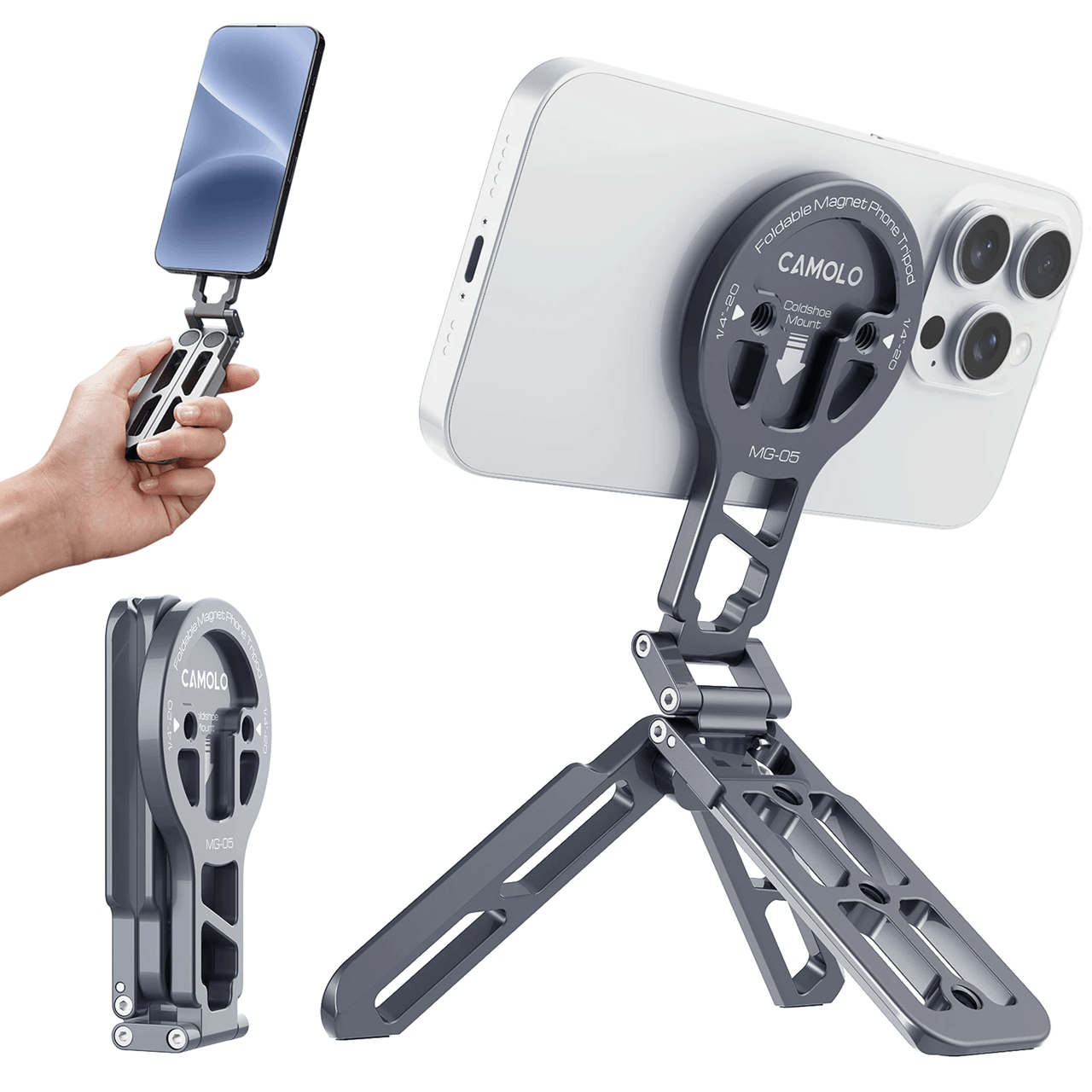 Magnetic Magsafe Phone Tripod with Cold Shoe Mount