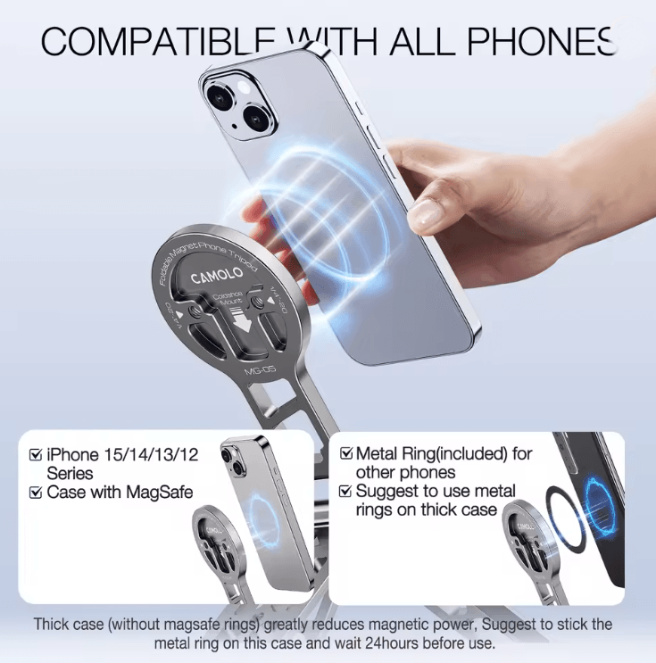 Magnetic Magsafe Phone Tripod With Cold Shoe Mount 3