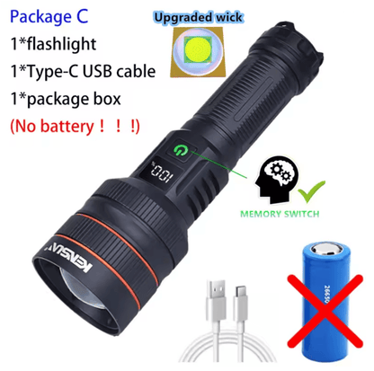 High Power LED Flashlight USB Rechargeable Tactical Torch 4