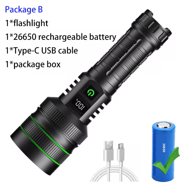 High Power LED Flashlight USB Rechargeable Tactical Torch 7