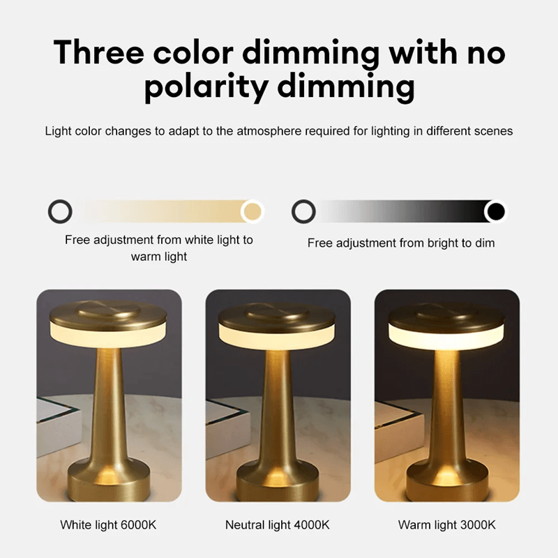 Retro LED Table Lamp USB Rechargeable Dimmable Night Light 4