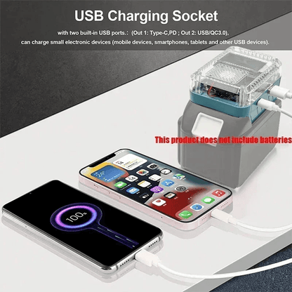 Digital Display Lithium Battery Adapter Converter with USB C Power Bank