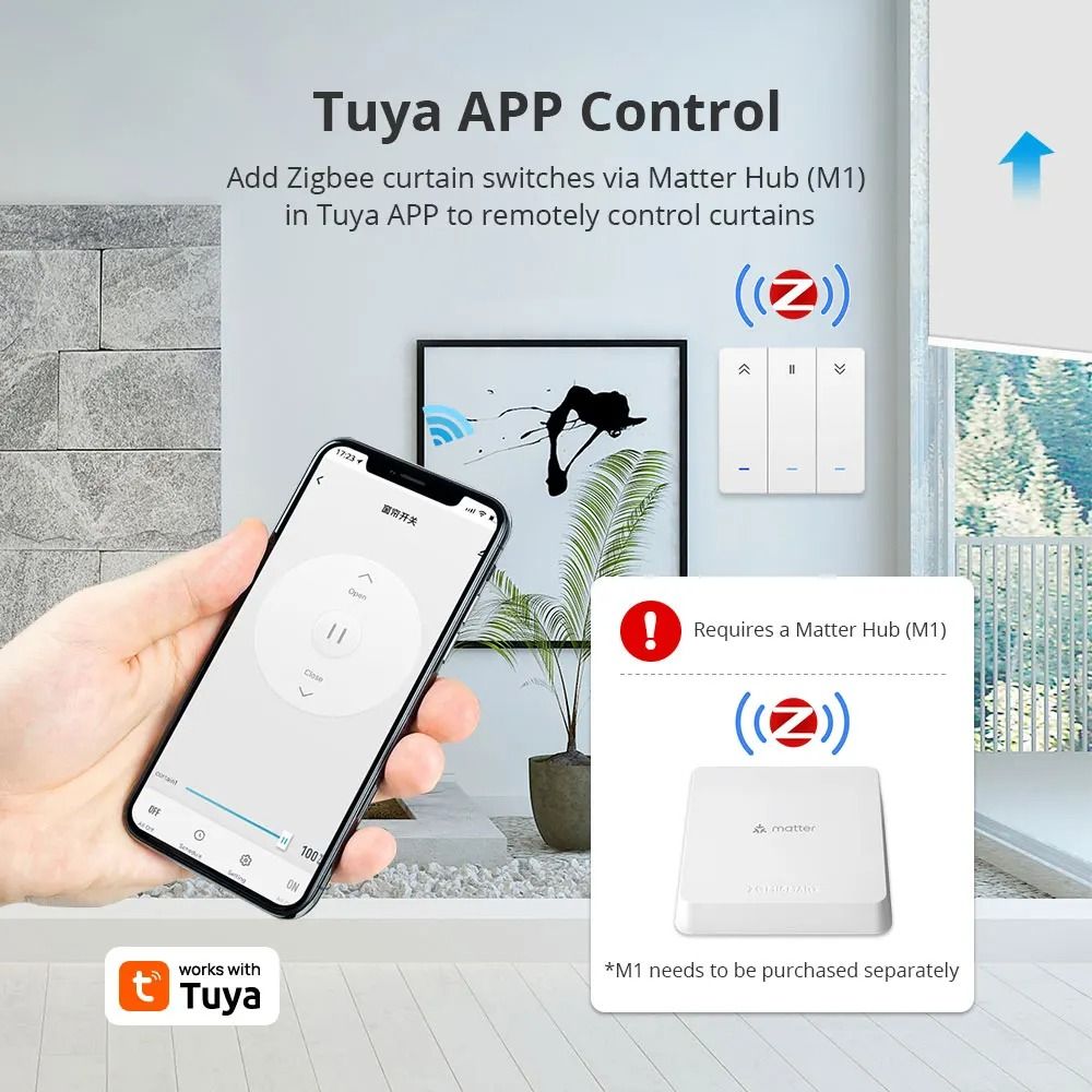 Yagusmart Zigbee Smart Curtain Switch For Roller Shade Motor 2
