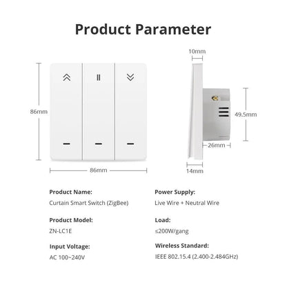 Yagusmart Zigbee Smart Curtain Switch For Roller Shade Motor 5