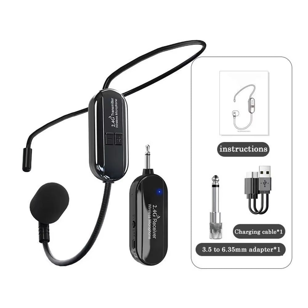 Wireless Headset Microphone Kit With 24G Transmitter  Receiver For Teaching Stage And Public Speaki 6