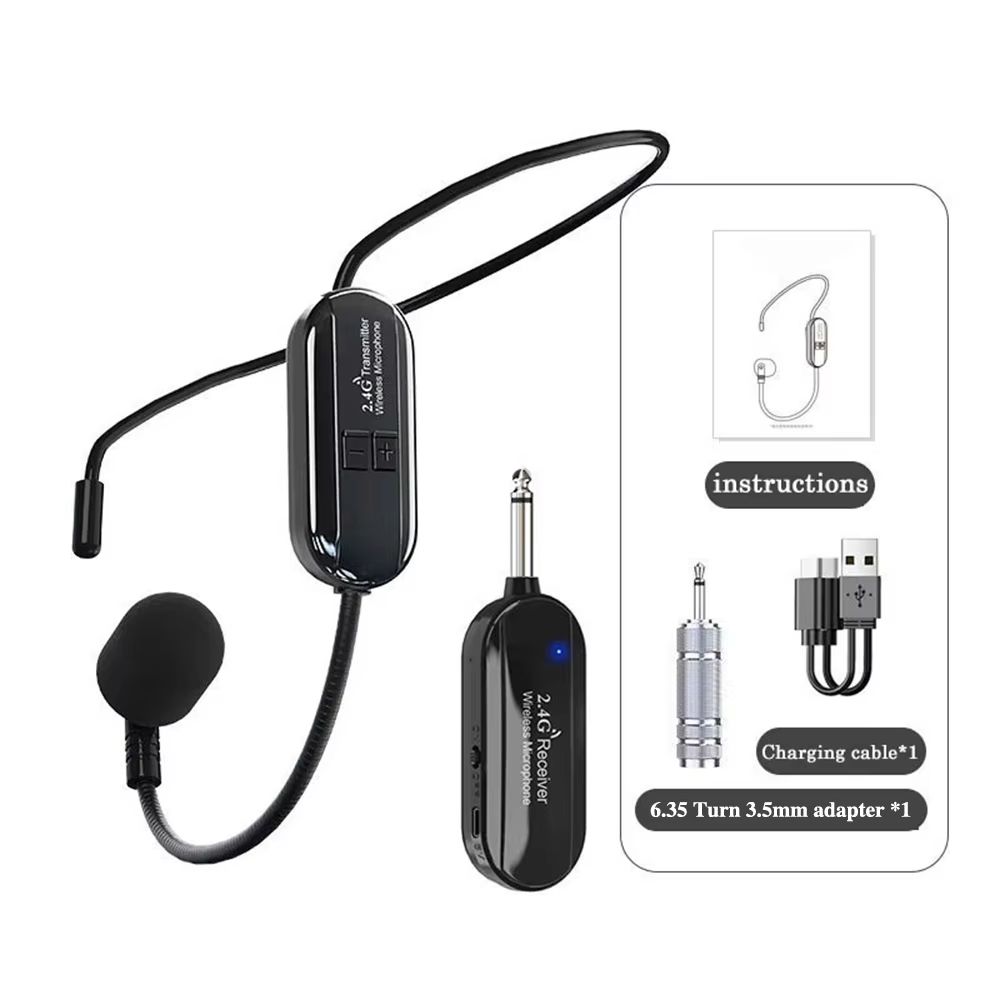 Wireless Headset Microphone Kit With 24G Transmitter  Receiver For Teaching Stage And Public Speaki 7