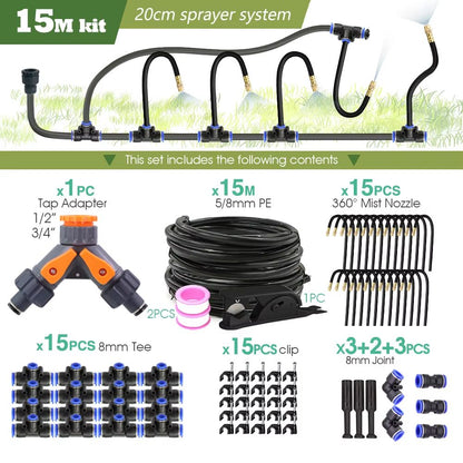 Garden Misting And Watering System Kit With Adjustable Nozzles And SelfPriming Pump  Outdoor Coolin 10