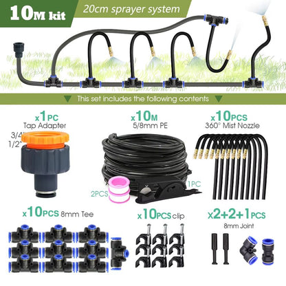 Garden Misting And Watering System Kit With Adjustable Nozzles And SelfPriming Pump  Outdoor Coolin 11