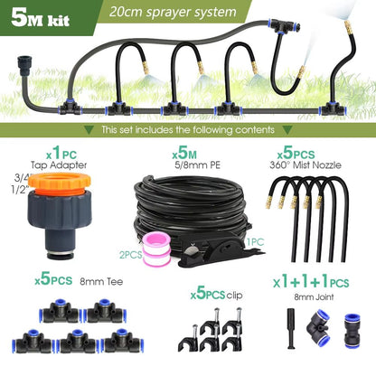 Garden Misting And Watering System Kit With Adjustable Nozzles And SelfPriming Pump  Outdoor Coolin 6
