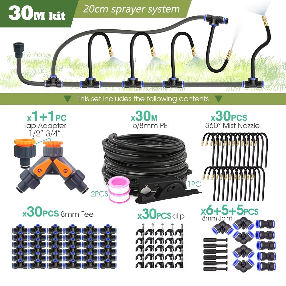 Garden Misting And Watering System Kit With Adjustable Nozzles And SelfPriming Pump  Outdoor Coolin 7