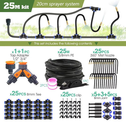 Garden Misting And Watering System Kit With Adjustable Nozzles And SelfPriming Pump  Outdoor Coolin 8