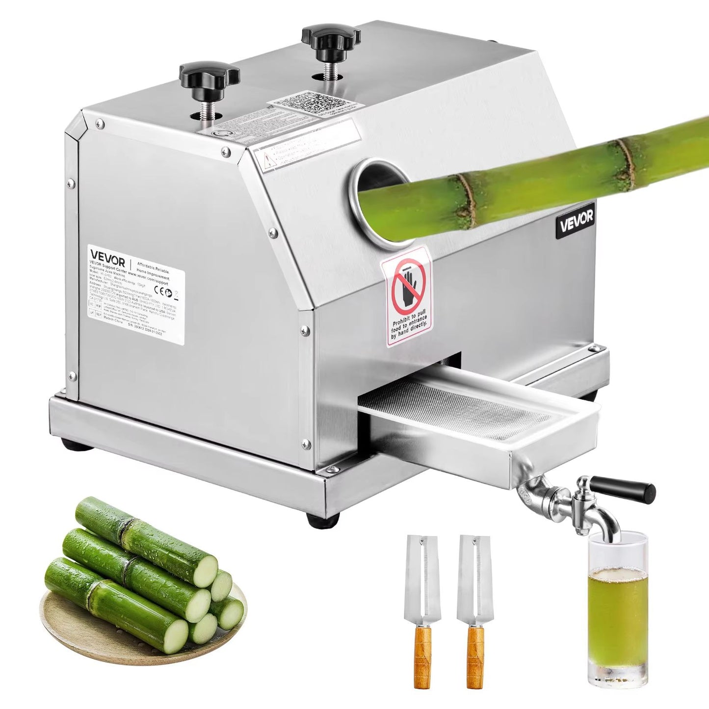 Commercial Sugar Cane Juicer Machine – High Output Stainless Steel Sugarcane Extractor with 3 Rollers and Large Inlet