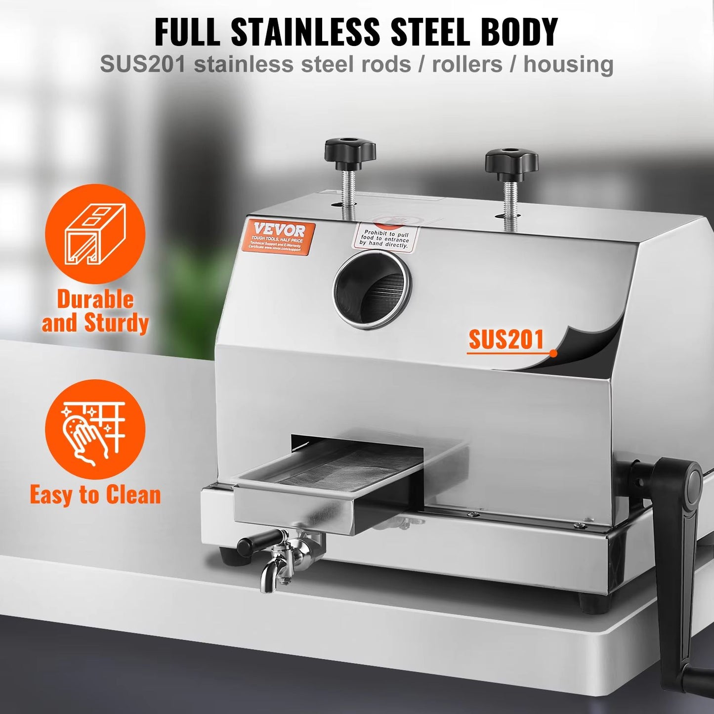 Commercial Sugar Cane Juicer Machine  High Output Stainless Steel Sugarcane Extractor With 3 Roller 3
