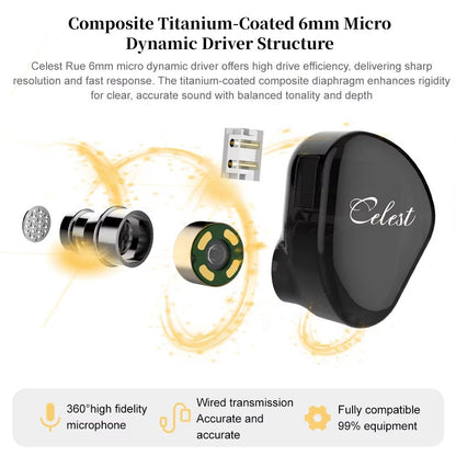 Kinera Celest Rue InEar Monitors  HiFi Earphones With Composite Titanium Diaphragm And 6mm Micro Dy 1