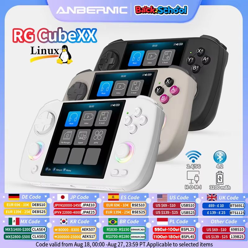 ANBERNIC RG Cubexx Retro Handheld Game Console – 3.95" IPS Screen, Linux 64-Bit, WiFi & Bluetooth Gaming System
