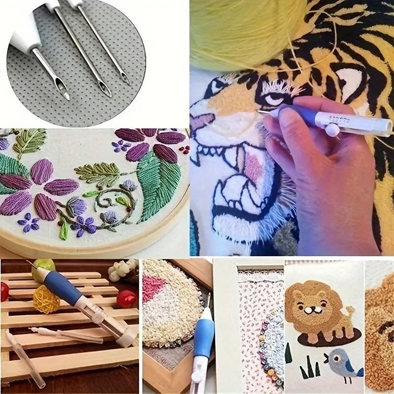 Adjustable Magic Embroidery Pen Set With 3 Needles Threader Scissors 2