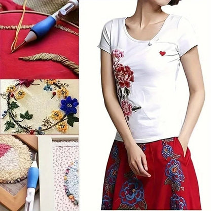 Adjustable Magic Embroidery Pen Set With 3 Needles Threader Scissors 3