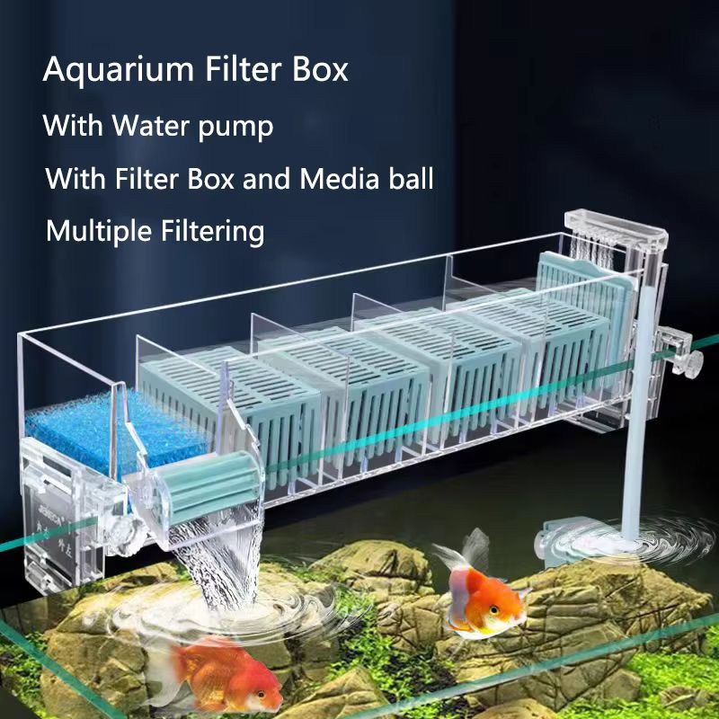 Aquarium Waterfall Filter Box – Wall-Mounted Silent Circulating Purifier with Built-in Pump for Fish Tanks