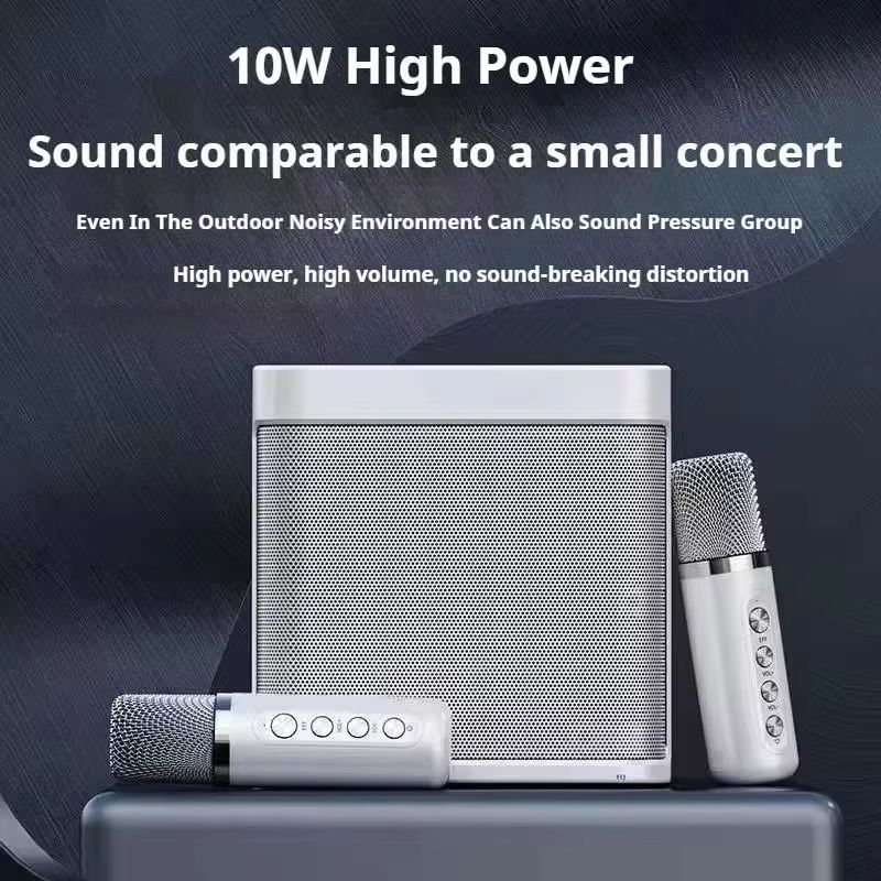VIKEFON Portable Karaoke Machine with 2 Wireless Microphones – Boombox Speaker with Voice Changer, AUX, TF & USB Support