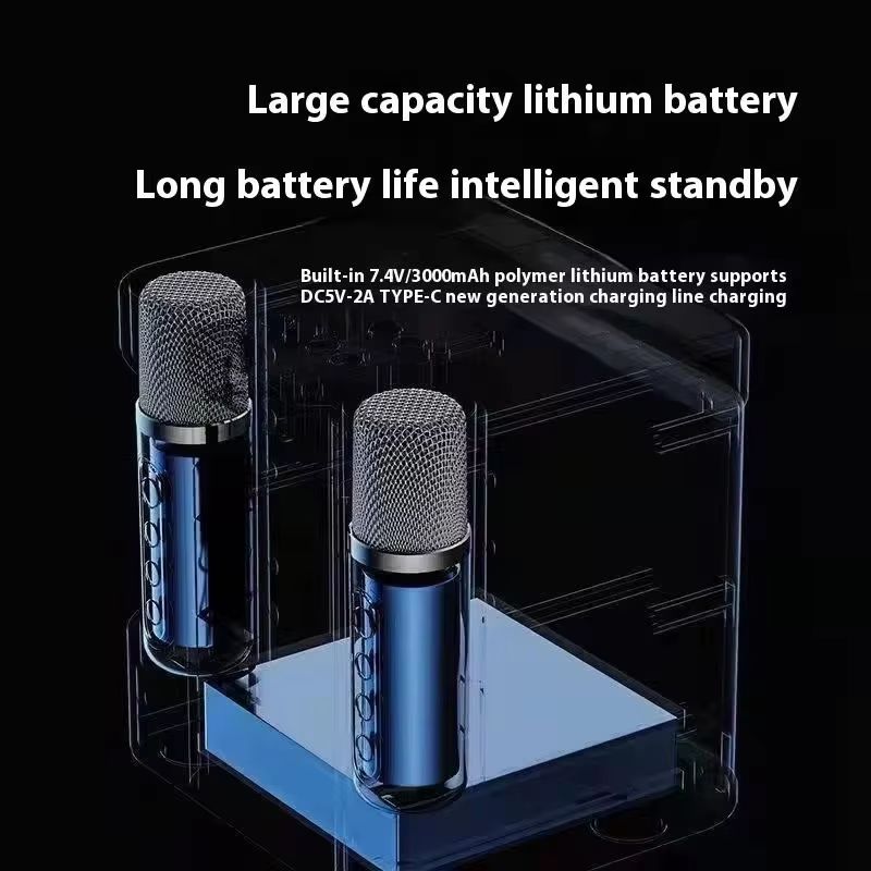 VIKEFON Portable Karaoke Machine With 2 Wireless Microphones  Boombox Speaker With Voice Changer AU 3