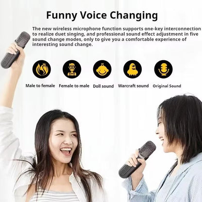 VIKEFON Portable Karaoke Machine With 2 Wireless Microphones  Boombox Speaker With Voice Changer AU 5