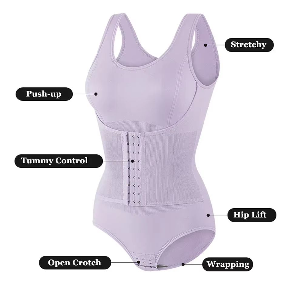 Womens Bodysuit Shapewear With Zipper And Belt  Tummy Control Slimming Waist Trainer Body Shaper 1