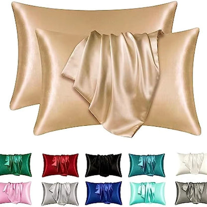 2-Pack Satin Silk Pillowcases – Super Soft Standard Size Pillow Covers for Hair and Skin Care