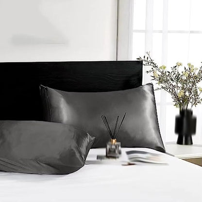 2Pack Satin Silk Pillowcases  Super Soft Standard Size Pillow Covers For Hair And Skin Care 1