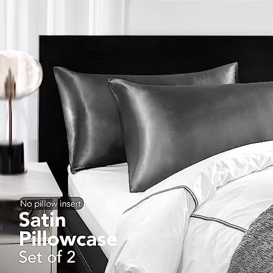 2Pack Satin Silk Pillowcases  Super Soft Standard Size Pillow Covers For Hair And Skin Care 2