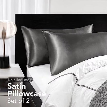 2Pack Satin Silk Pillowcases  Super Soft Standard Size Pillow Covers For Hair And Skin Care 2