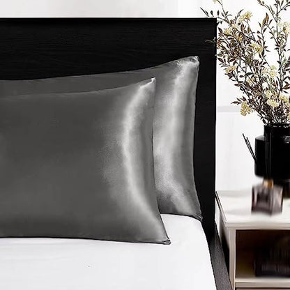 2Pack Satin Silk Pillowcases  Super Soft Standard Size Pillow Covers For Hair And Skin Care 3