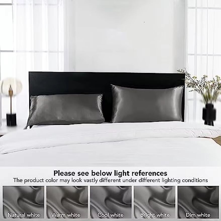 2Pack Satin Silk Pillowcases  Super Soft Standard Size Pillow Covers For Hair And Skin Care 4