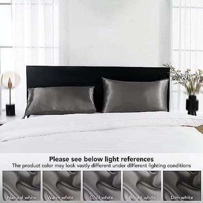 2Pack Satin Silk Pillowcases  Super Soft Standard Size Pillow Covers For Hair And Skin Care 4