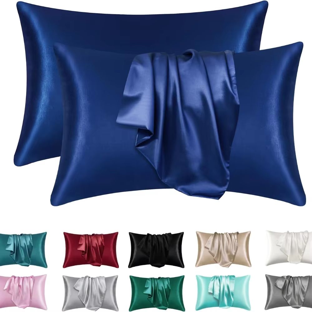 2Pack Satin Silk Pillowcases  Super Soft Standard Size Pillow Covers For Hair And Skin Care 9