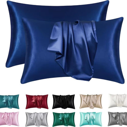2Pack Satin Silk Pillowcases  Super Soft Standard Size Pillow Covers For Hair And Skin Care 9