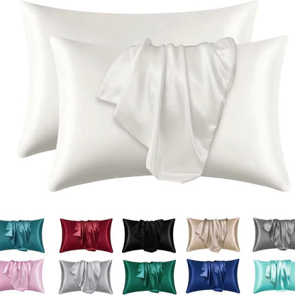 2Pack Satin Silk Pillowcases  Super Soft Standard Size Pillow Covers For Hair And Skin Care 11