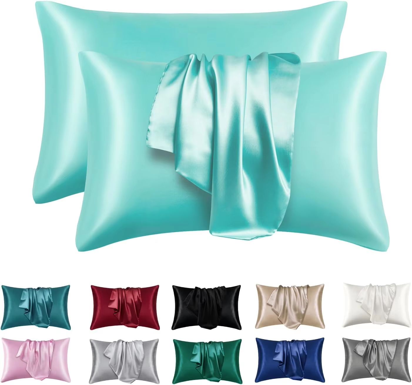 2Pack Satin Silk Pillowcases  Super Soft Standard Size Pillow Covers For Hair And Skin Care 13