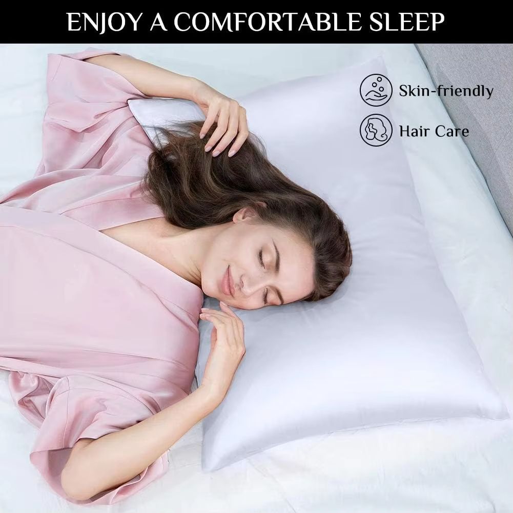 2Pack Satin Silk Pillowcases  Super Soft Standard Size Pillow Covers For Hair And Skin Care 5