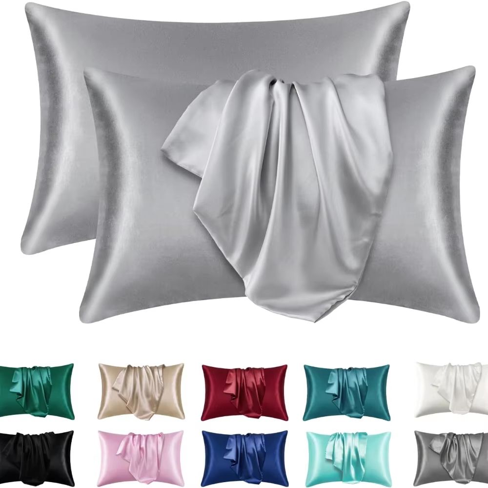2Pack Satin Silk Pillowcases  Super Soft Standard Size Pillow Covers For Hair And Skin Care 6