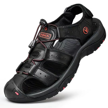 Mens Summer Genuine Leather Sandals  Casual Outdoor Beach Shoes With Roman Style Plus Size 3848 2