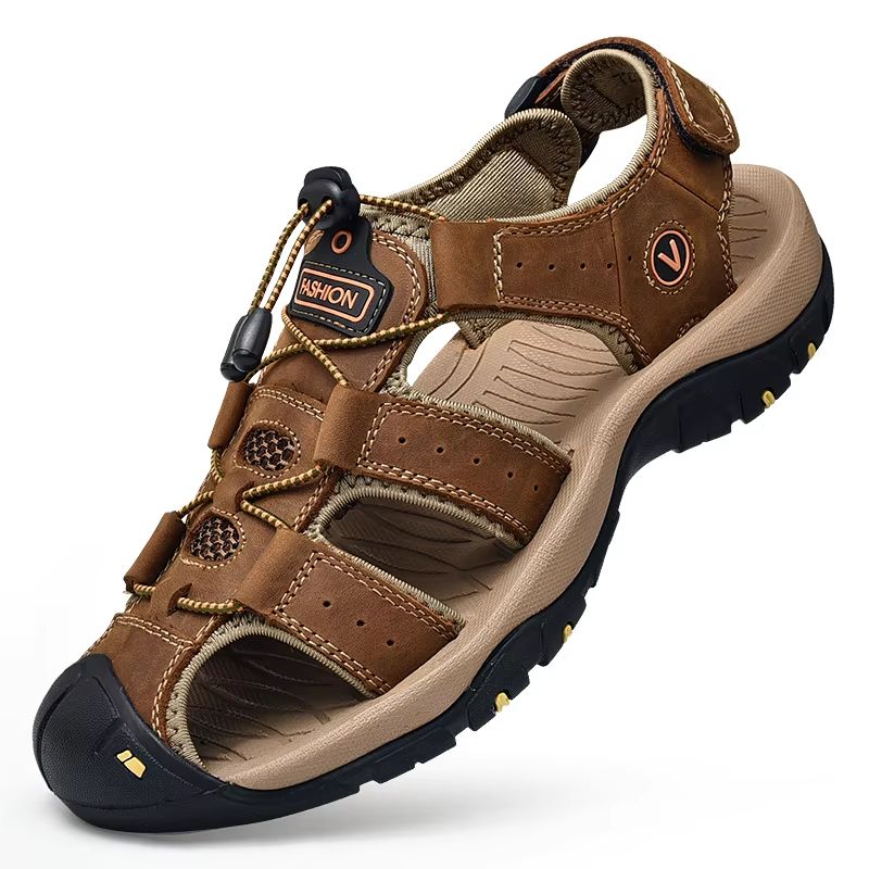 Mens Summer Genuine Leather Sandals  Casual Outdoor Beach Shoes With Roman Style Plus Size 3848 6